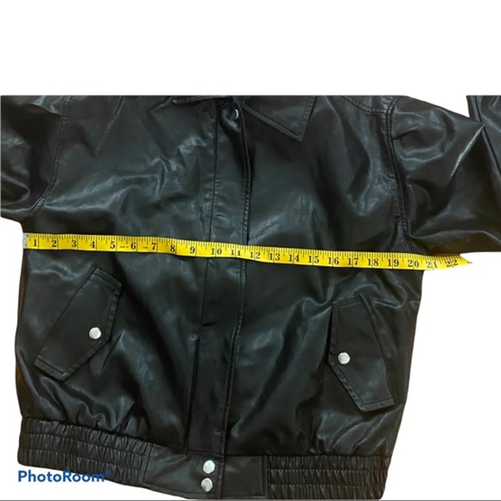 - Women's Faux Leather Bomber Jacket - Wild … - Picture 13 of 16